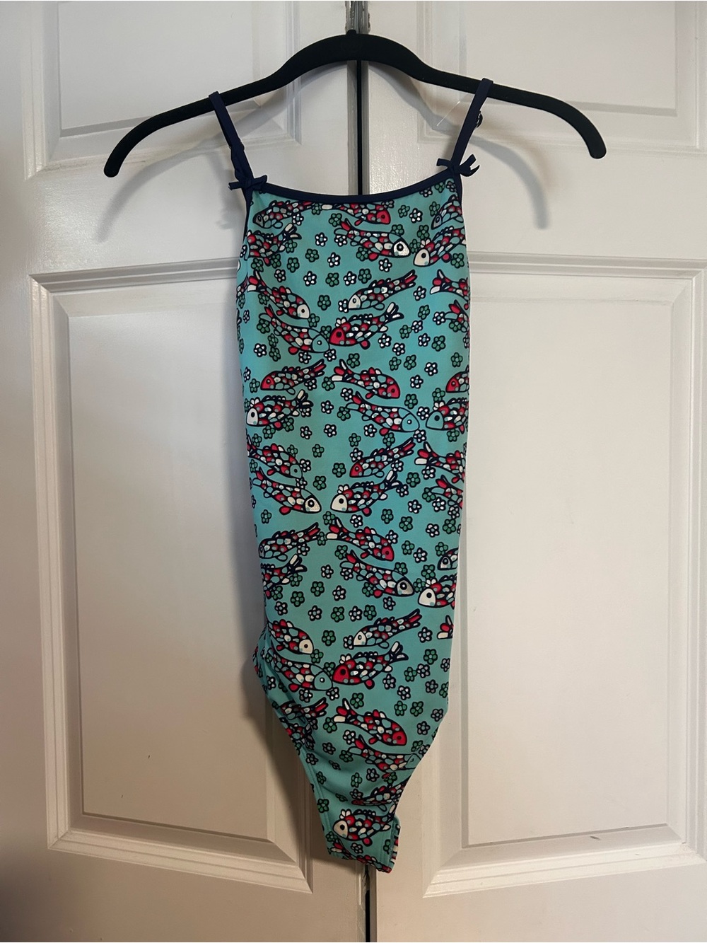Lands' End Girls' Turquoise Koi Fish Print One-Piece Swimsuit